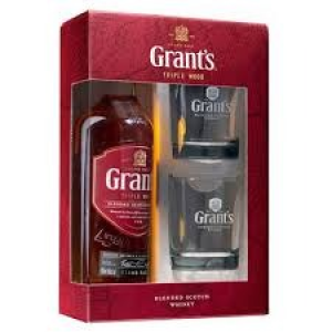 Grants - Triple Wood Blended Scotch Whisky 1L with Glass Gift